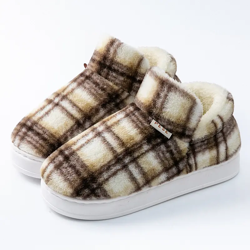 Colorful Heel Cotton Slippers for Women in Autumn and Winter Fleece-Lined Cotton Slippers for Home Comfort and Outdoor Wear Slippers Warm Couple Snow Boots
