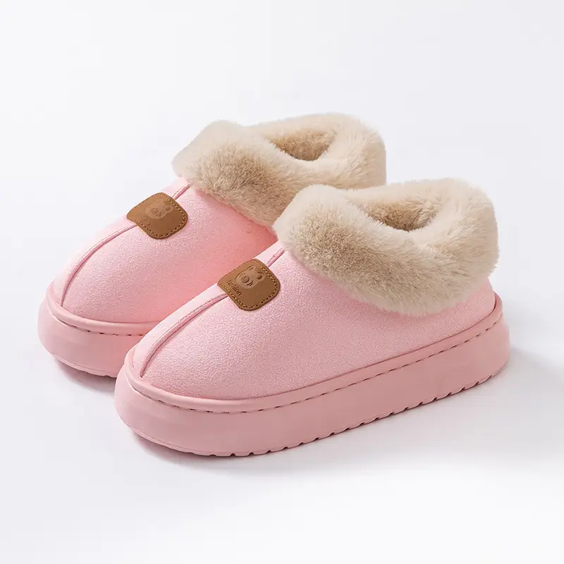 Colorful Heel Cotton Slippers for Women in Autumn and Winter Fleece-Lined Cotton Slippers for Home Comfort and Outdoor Wear Slippers Warm Couple Snow Boots