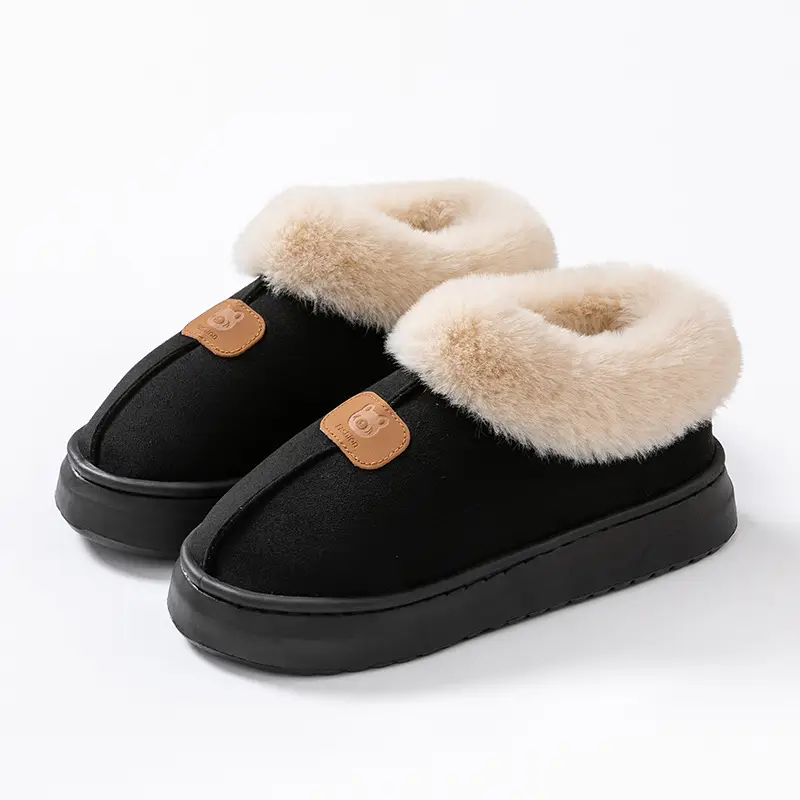 Colorful Heel Cotton Slippers for Women in Autumn and Winter Fleece-Lined Cotton Slippers for Home Comfort and Outdoor Wear Slippers Warm Couple Snow Boots