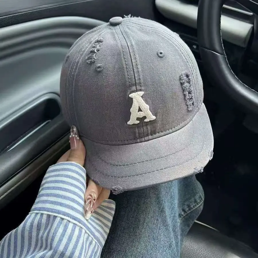 Women Distressed Soft Top Baseball Cap with Short Brim - Image 7