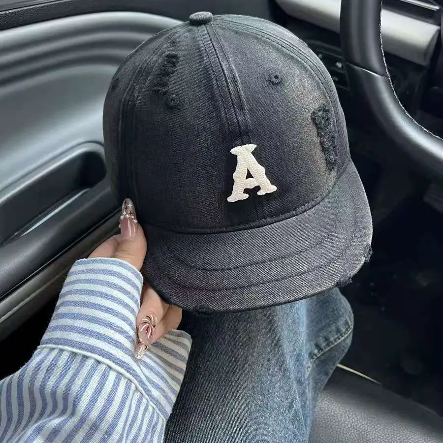 Women Distressed Soft Top Baseball Cap with Short Brim - Image 8