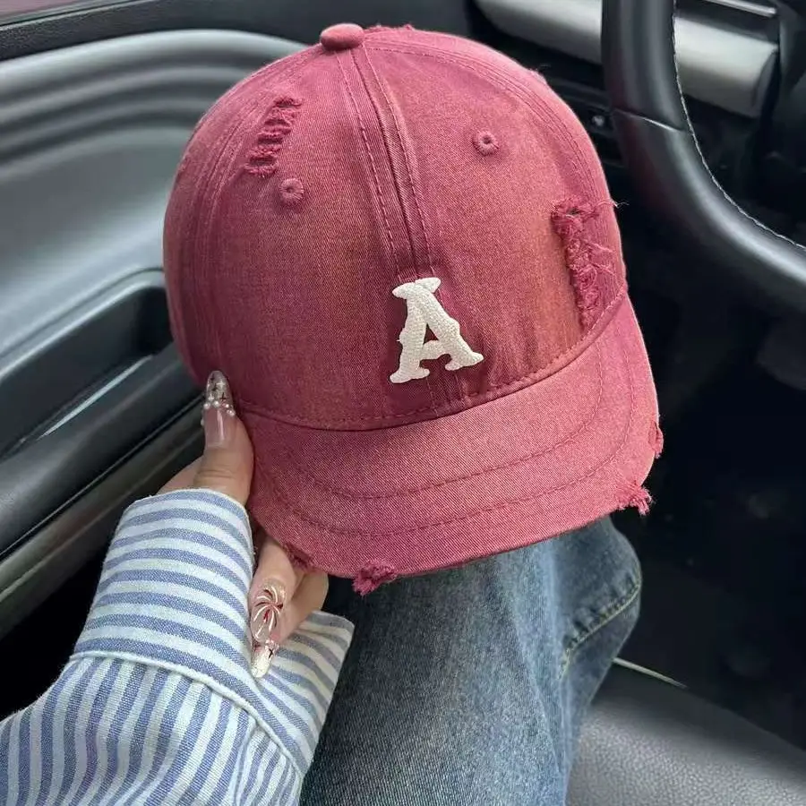 Women Distressed Soft Top Baseball Cap with Short Brim - Image 9