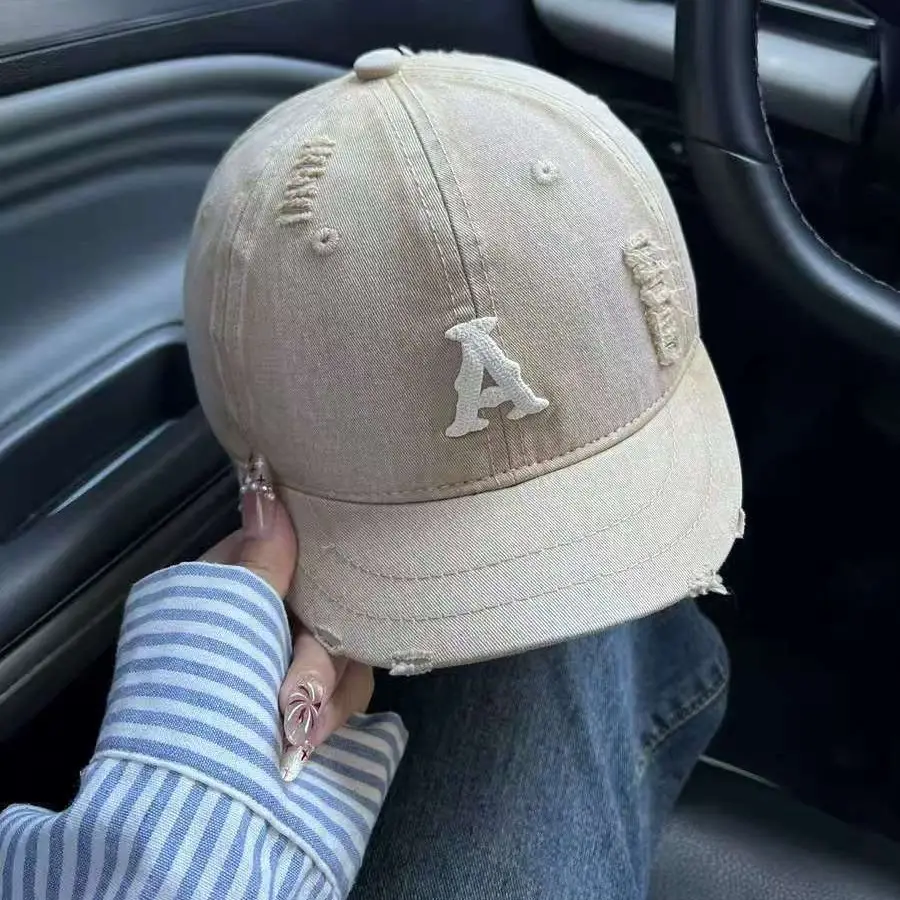 Women Distressed Soft Top Baseball Cap with Short Brim - Image 10