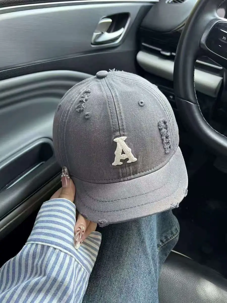 Women Distressed Soft Top Baseball Cap with Short Brim — feature 1