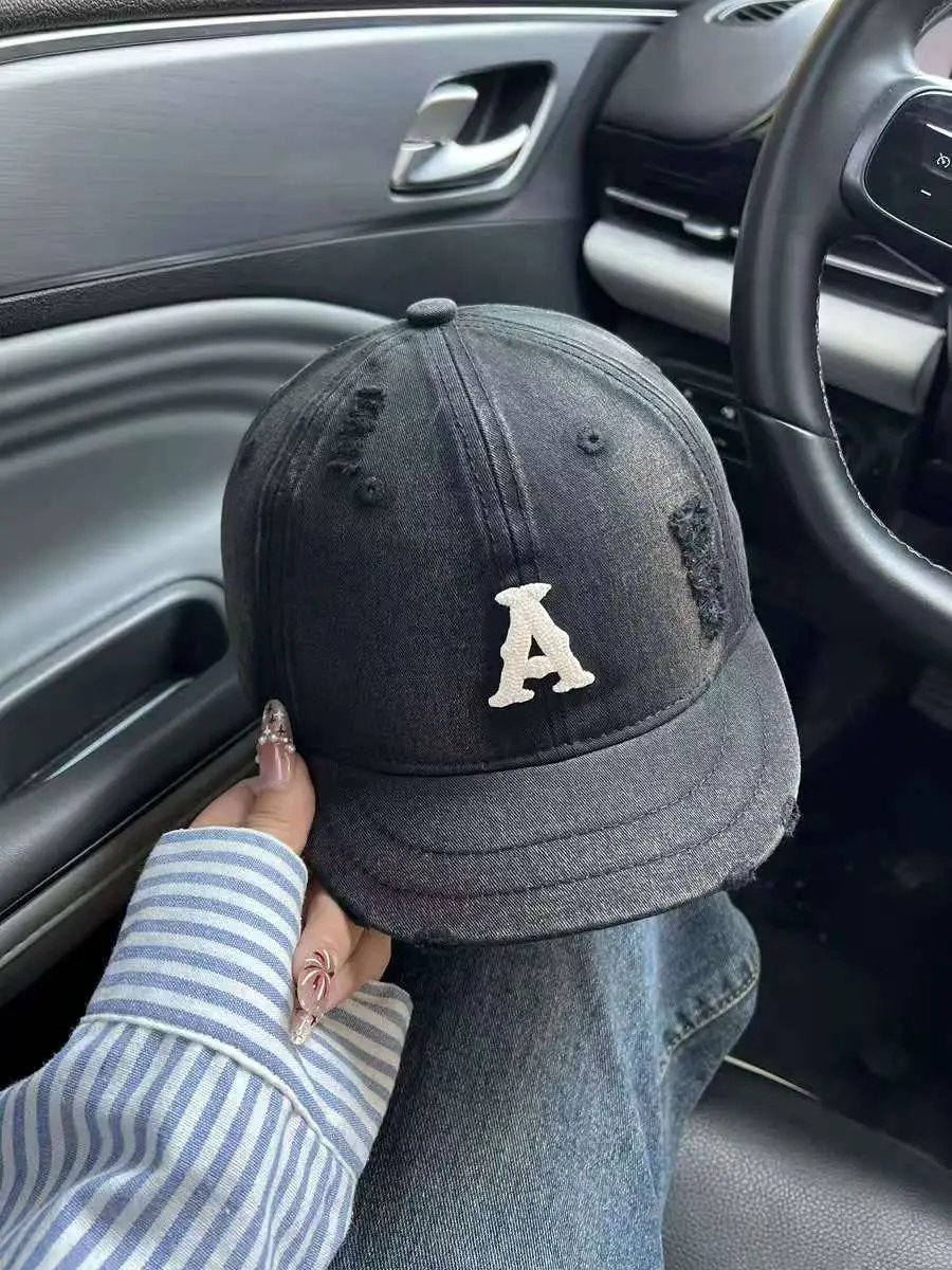 Women Distressed Soft Top Baseball Cap with Short Brim — feature 2