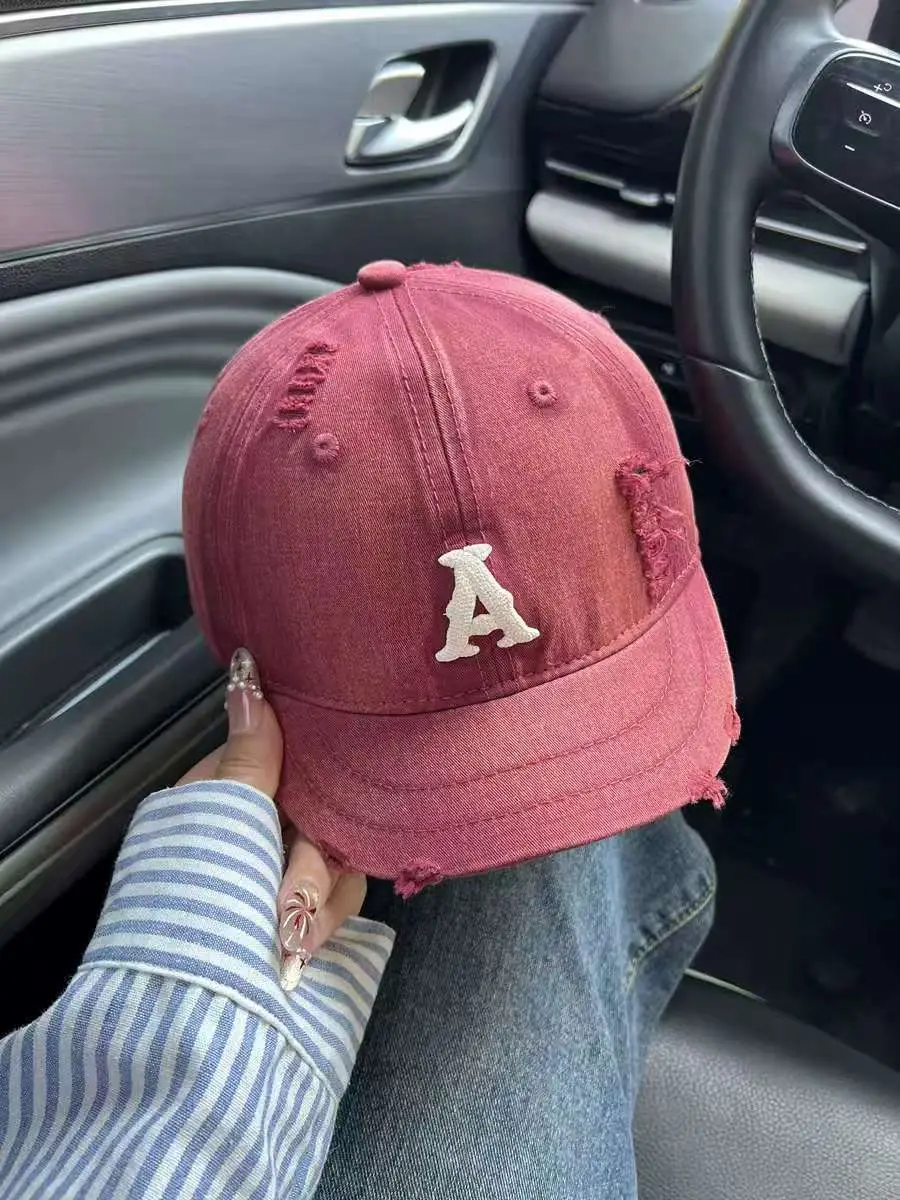 Women Distressed Soft Top Baseball Cap with Short Brim — feature 3