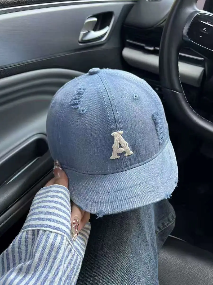 Women Distressed Soft Top Baseball Cap with Short Brim — feature 5