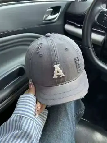 Women Distressed Soft Top Baseball Cap with Short Brim - Image 3