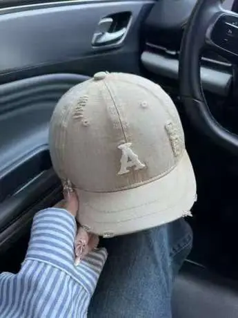 Women Distressed Soft Top Baseball Cap with Short Brim - Image 4