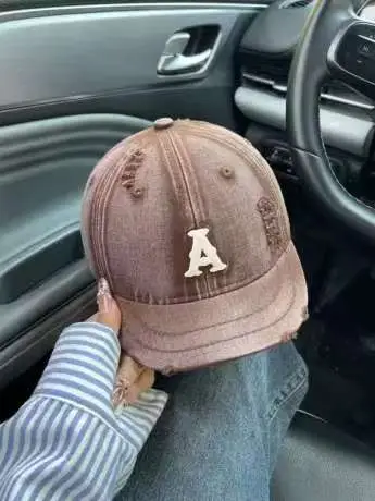 Women Distressed Soft Top Baseball Cap with Short Brim - Image 6