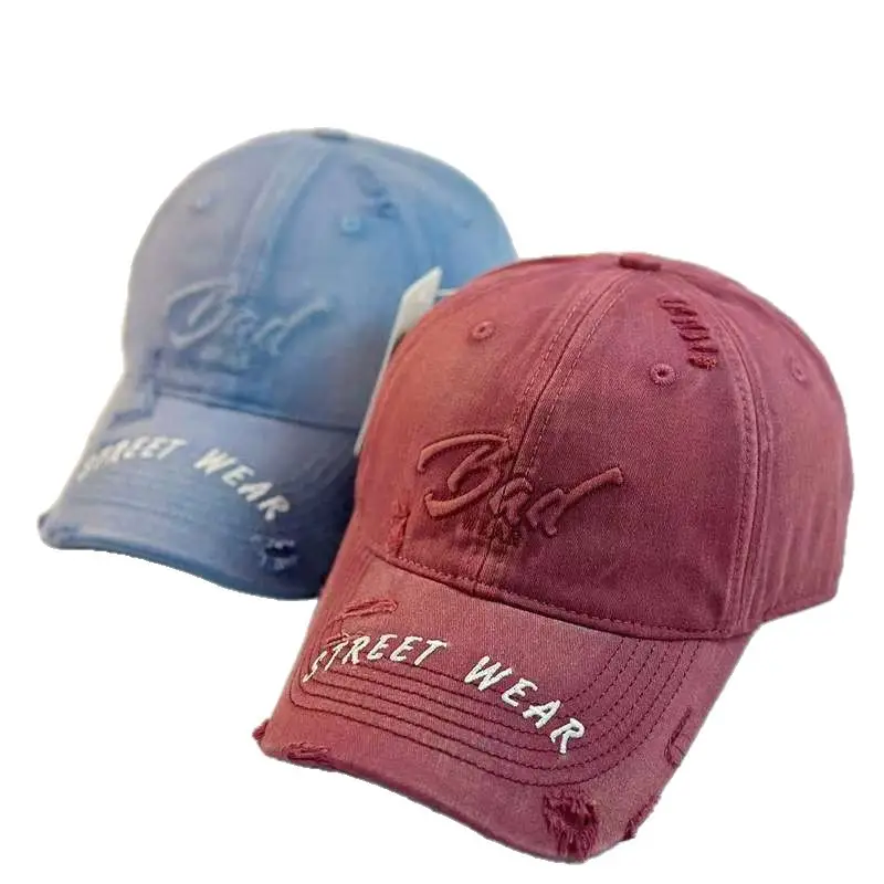 Women Distressed Denim Cap Wide Brim Large Head - Image 12
