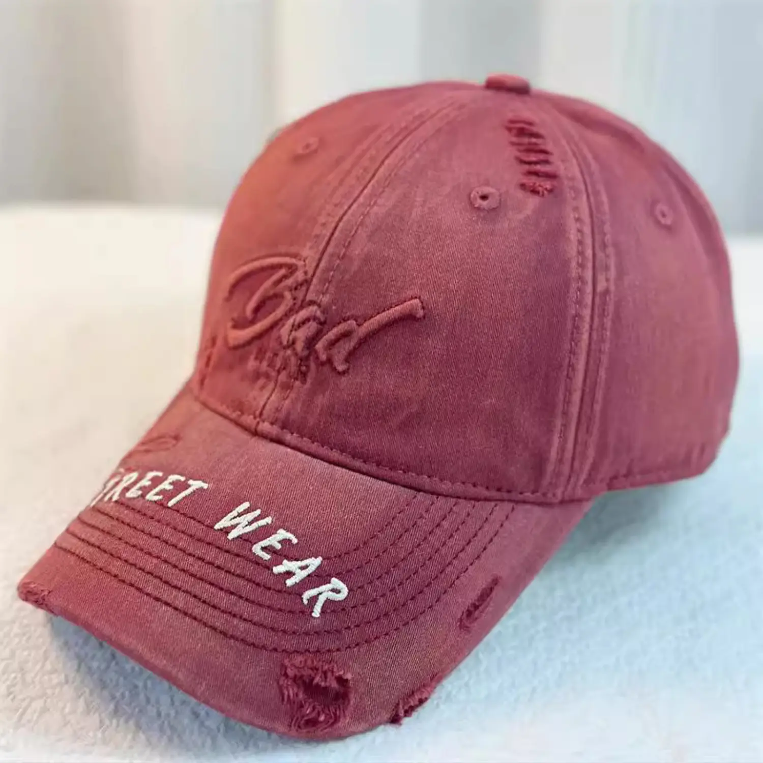Women Distressed Denim Cap Wide Brim Large Head — feature 9