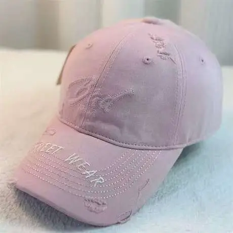 Women Distressed Denim Cap Wide Brim Large Head - Image 3