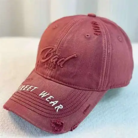 Women Distressed Denim Cap Wide Brim Large Head - Image 5