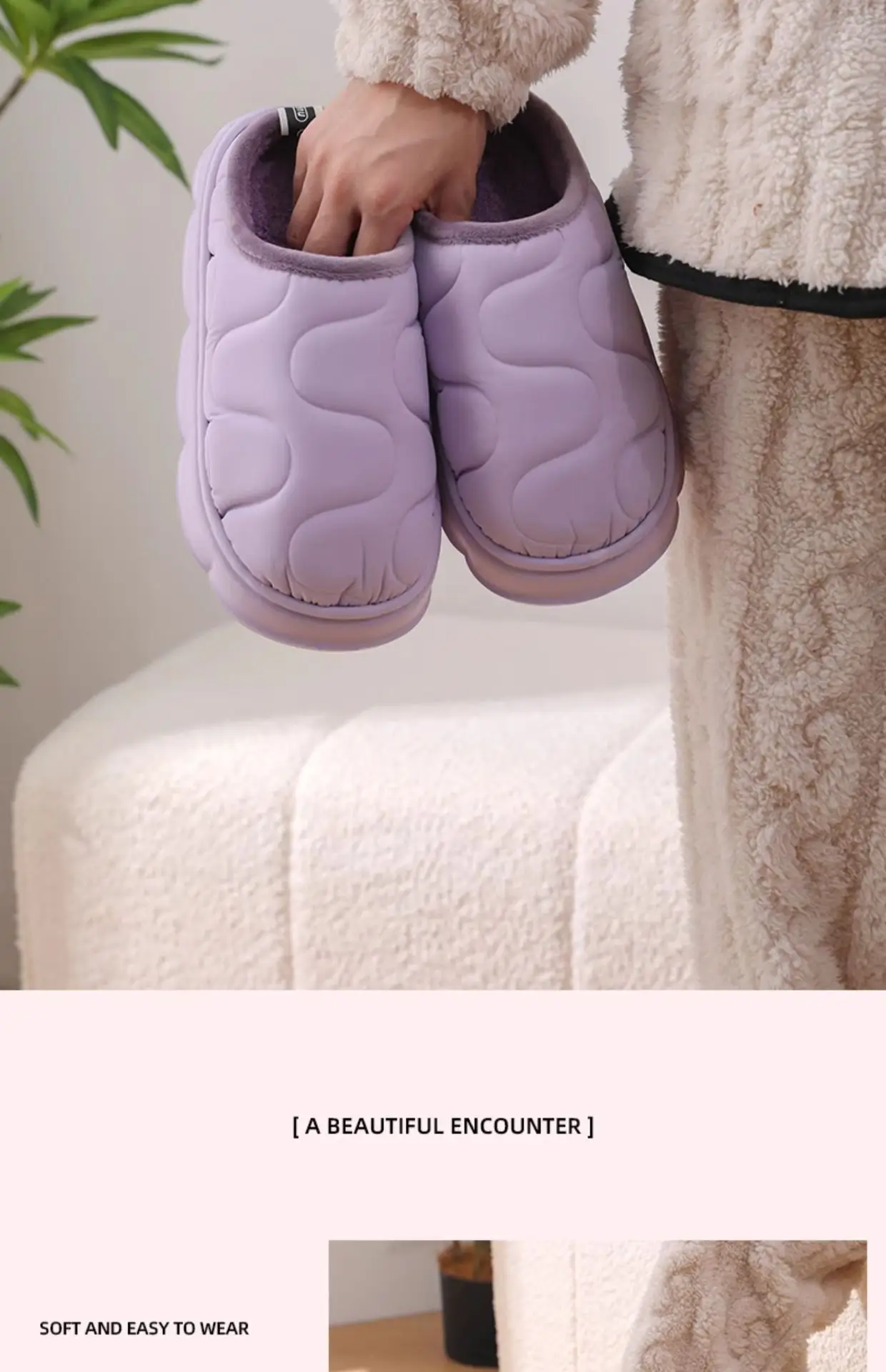 Women Rainproof Cotton Slippers Winter Warm Purple — feature 20