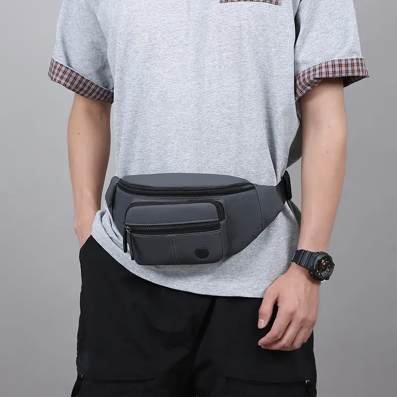 Men's Green Waist Crossbody Bag with 4 Pockets