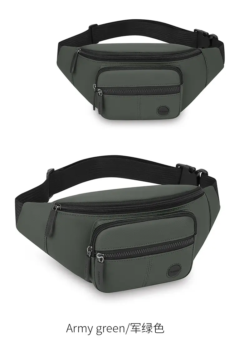 Men's Green Waist Crossbody Bag with 4 Pockets — feature 12