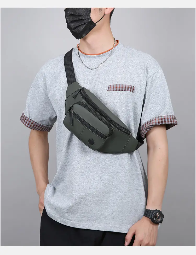 Men's Green Waist Crossbody Bag with 4 Pockets — feature 34