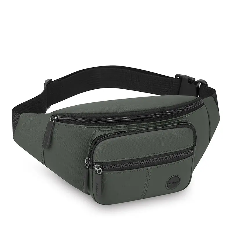 Men's Green Waist Crossbody Bag with 4 Pockets