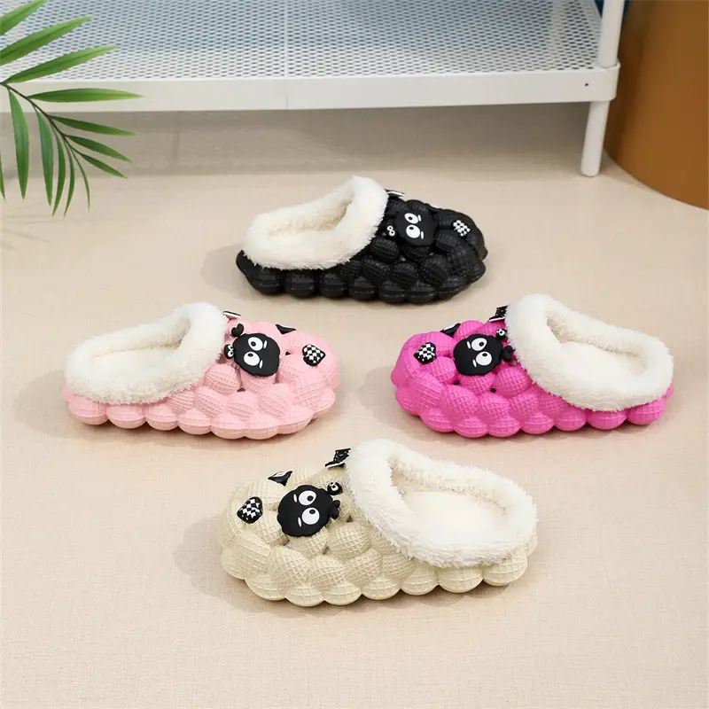 Cute Cartoon Cotton Slippers for Men and Women Eva Non-Slip Cotton Slippers for Autumn and Winter Outer Wear Lychee Warm Thick-Soled Couple Wool Slippers - Image 6