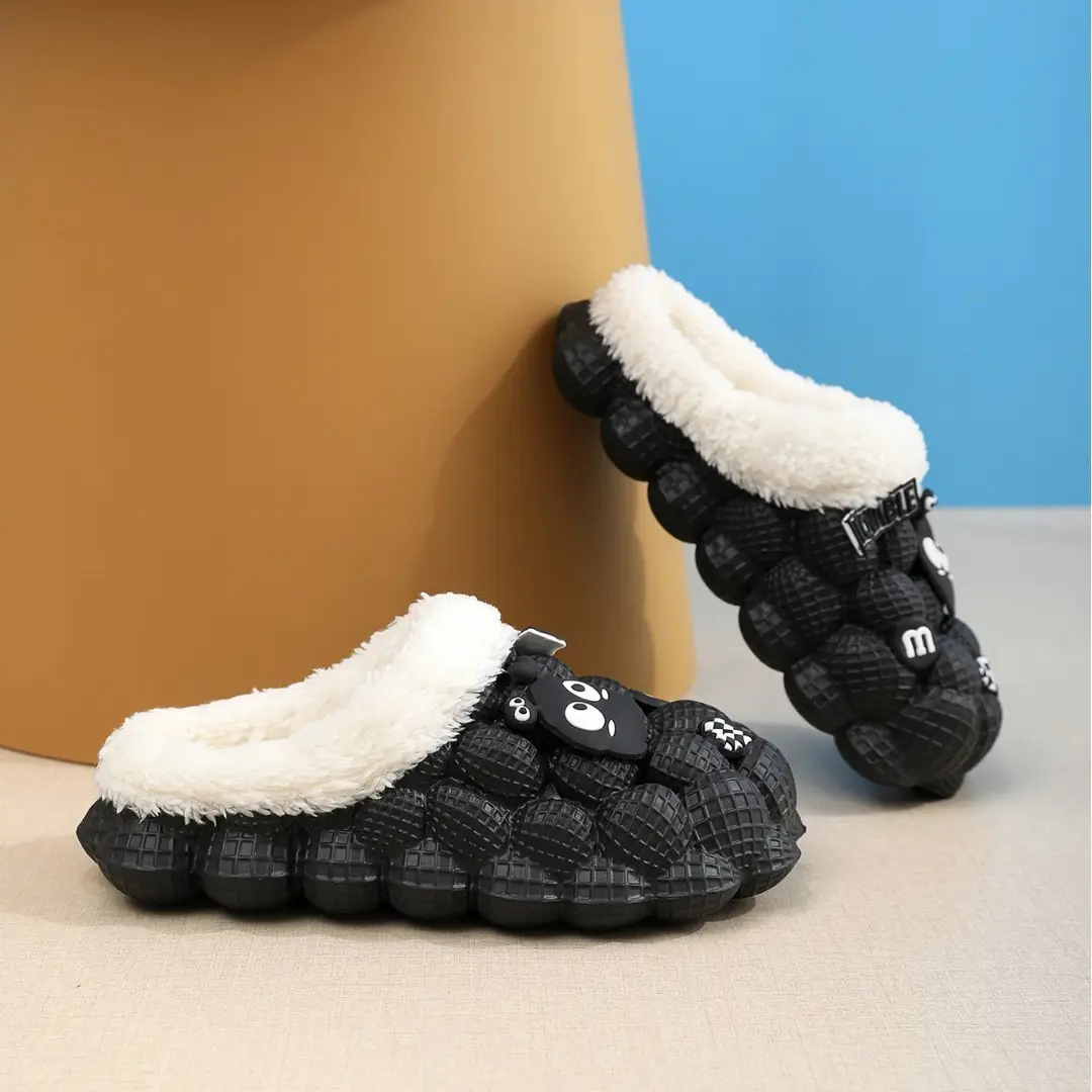 Cute Cartoon Cotton Slippers for Men and Women Eva Non-Slip Cotton Slippers for Autumn and Winter Outer Wear Lychee Warm Thick-Soled Couple Wool Slippers - Image 7