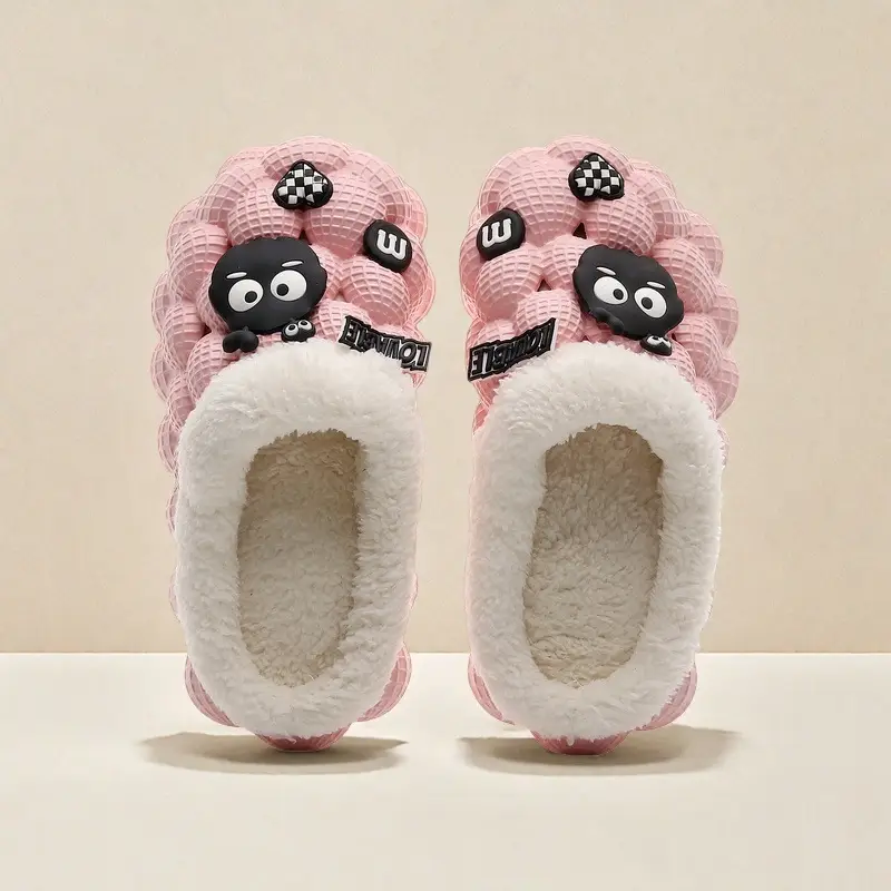 Cute Cartoon Cotton Slippers for Men and Women Eva Non-Slip Cotton Slippers for Autumn and Winter Outer Wear Lychee Warm Thick-Soled Couple Wool Slippers — feature 12