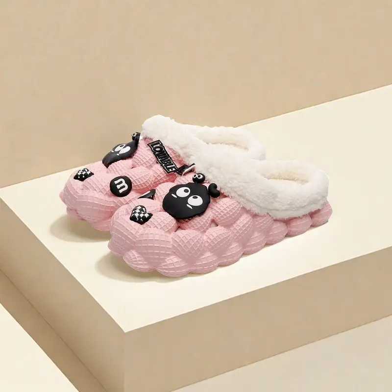 Cute Cartoon Cotton Slippers for Men and Women Eva Non-Slip Cotton Slippers for Autumn and Winter Outer Wear Lychee Warm Thick-Soled Couple Wool Slippers — feature 13