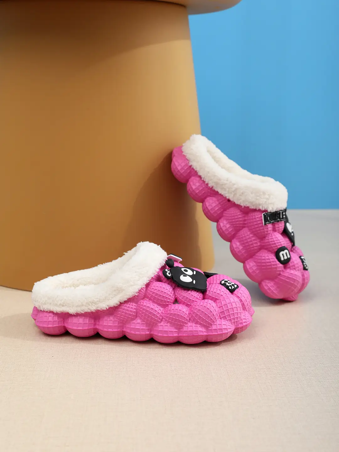 Cute Cartoon Cotton Slippers for Men and Women Eva Non-Slip Cotton Slippers for Autumn and Winter Outer Wear Lychee Warm Thick-Soled Couple Wool Slippers — feature 6