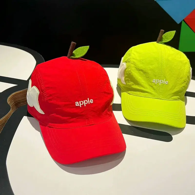 Red Apple Baseball Cap for Women with Wide Brim - Image 4
