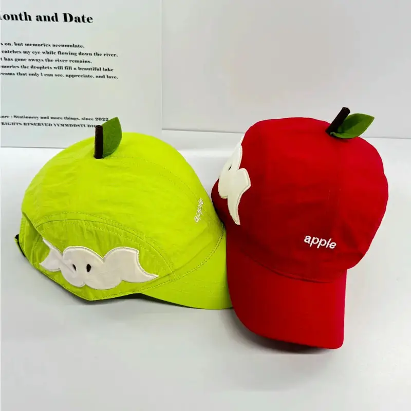 Red Apple Baseball Cap for Women with Wide Brim - Image 6