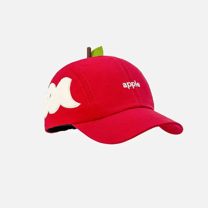 Red Apple Baseball Cap for Women with Wide Brim - Image 7