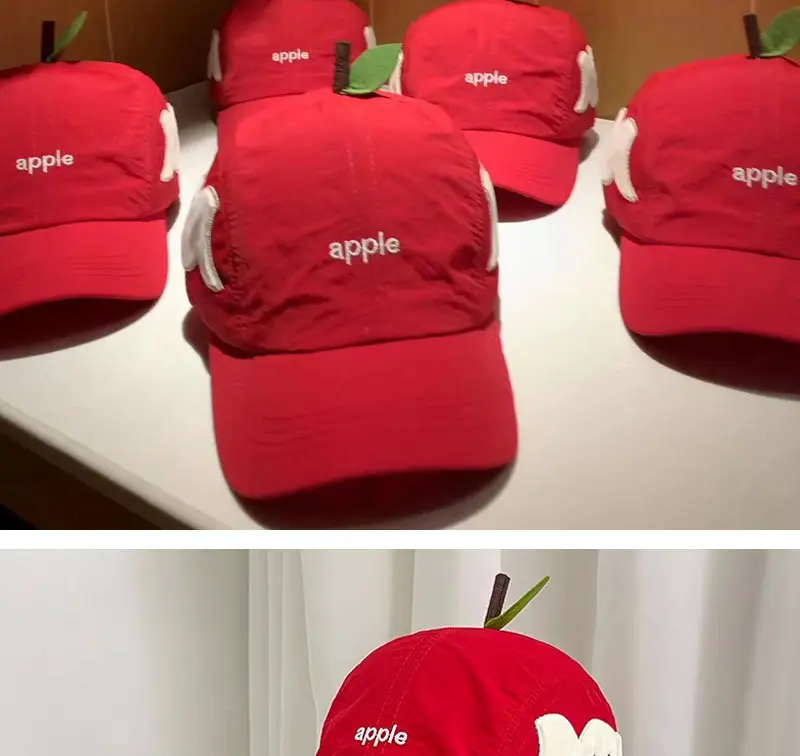 Red Apple Baseball Cap for Women with Wide Brim — feature 10