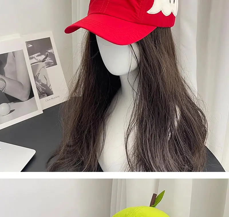Red Apple Baseball Cap for Women with Wide Brim — feature 11