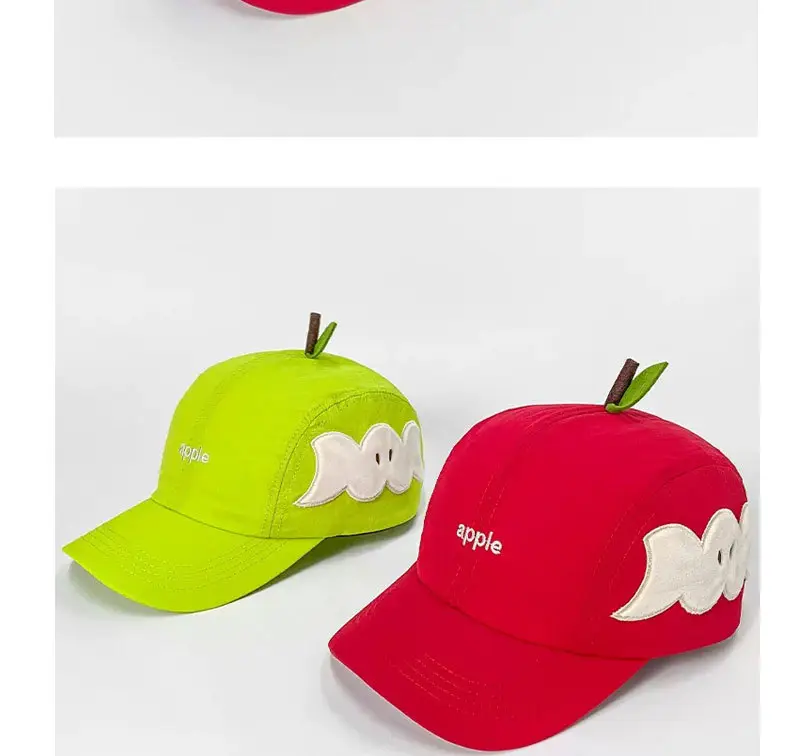 Red Apple Baseball Cap for Women with Wide Brim — feature 7
