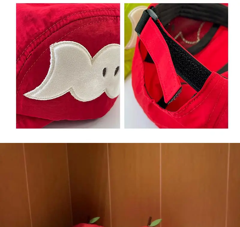 Red Apple Baseball Cap for Women with Wide Brim — feature 9