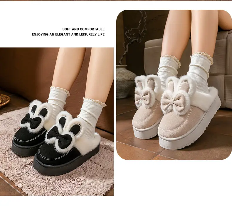 Thick-Soled Cartoon Cotton Slippers for Women in Autumn and Winter Indoor Home Use Warm Fleece-Lined High-Heeled Postpartum Woolen Slippers — feature 19