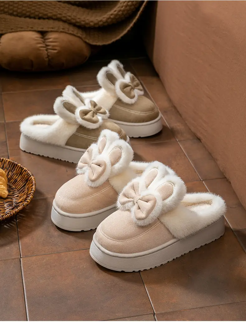 Thick-Soled Cartoon Cotton Slippers for Women in Autumn and Winter Indoor Home Use Warm Fleece-Lined High-Heeled Postpartum Woolen Slippers — feature 20