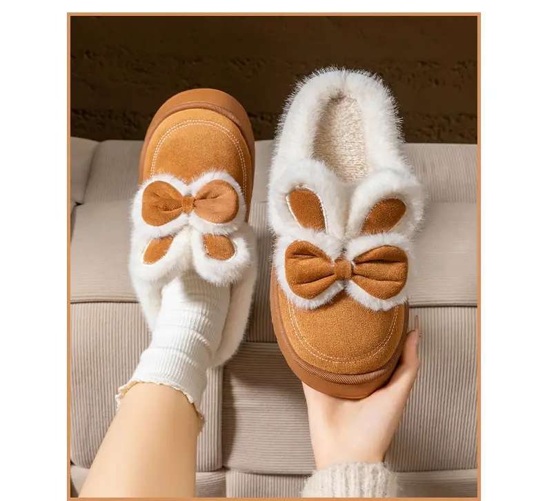 Thick-Soled Cartoon Cotton Slippers for Women in Autumn and Winter Indoor Home Use Warm Fleece-Lined High-Heeled Postpartum Woolen Slippers — feature 22