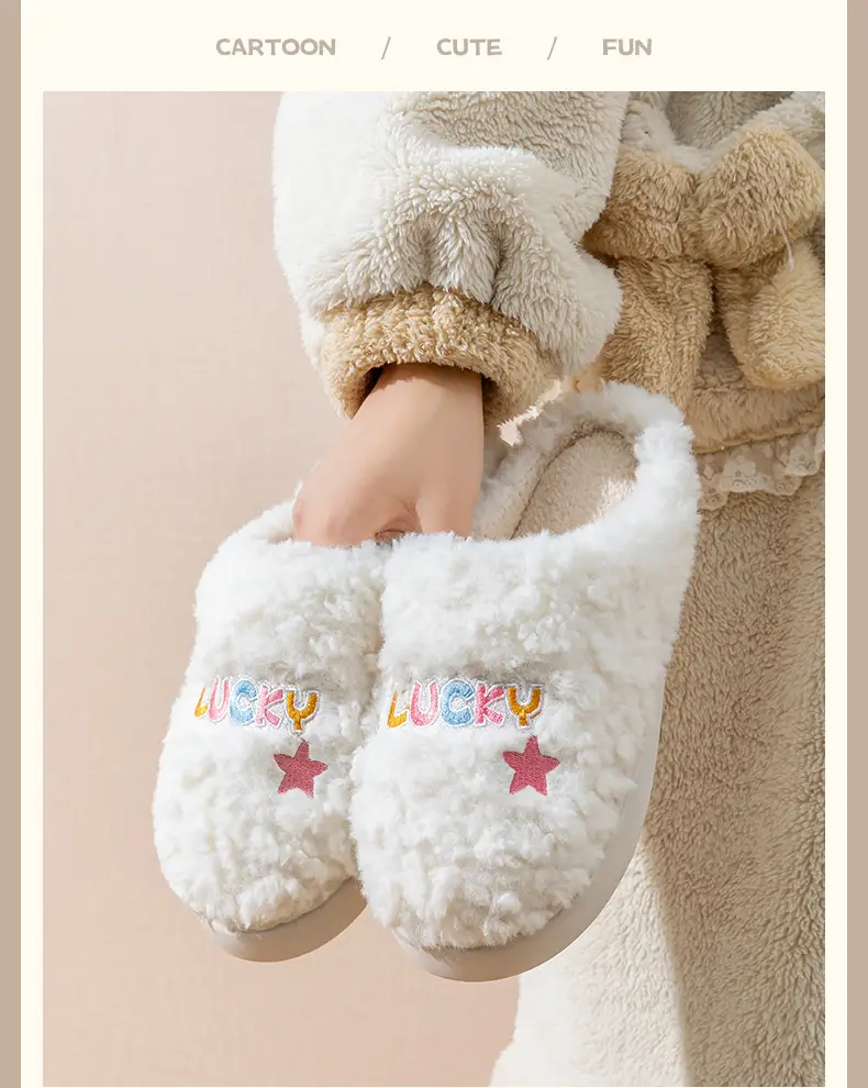 Embroidered Cotton Slippers for Men in Autumn and Winter Indoor Home Thick-Soled Warm Fleece-Lined Couple Confinement Woolen Slippers for Women — feature 15