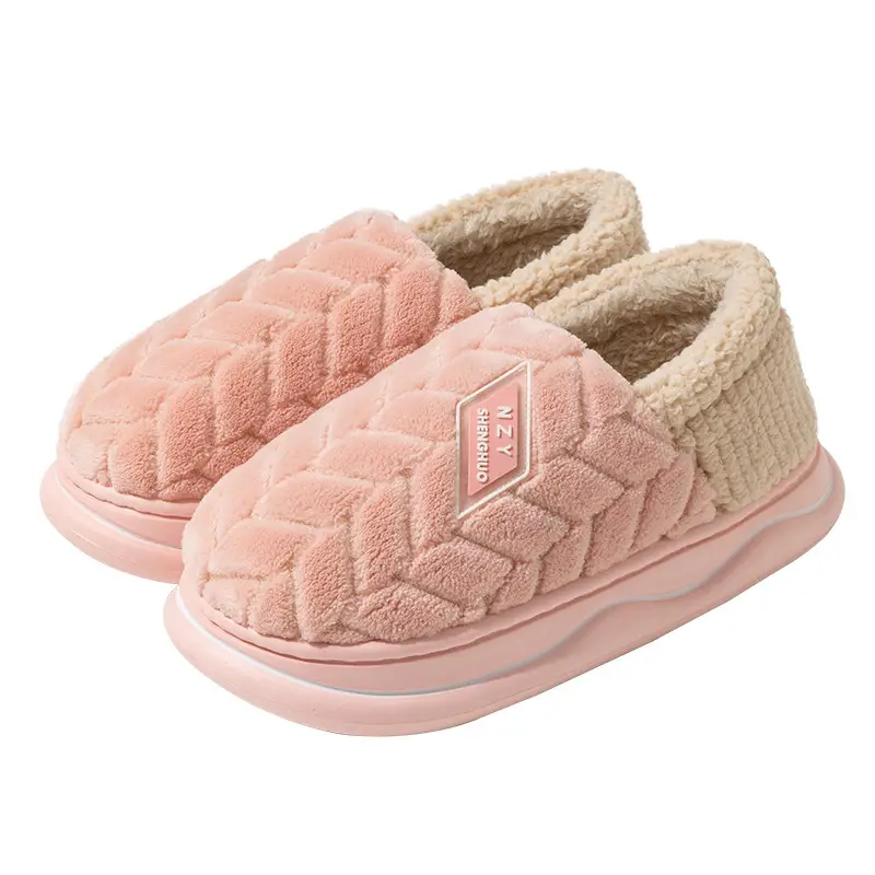 Women's Pink Winter Cotton Slippers Thick Non-Slip - Image 8