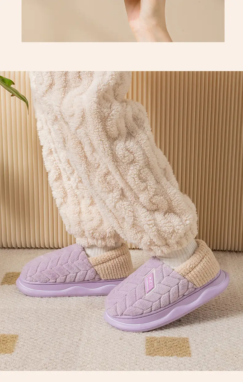 Women's Pink Winter Cotton Slippers Thick Non-Slip — feature 13