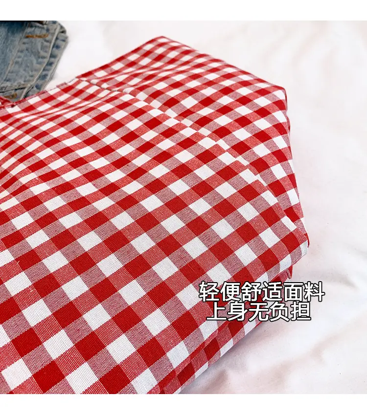 Red Checkered Large Capacity Shoulder Tote Bag — feature 5