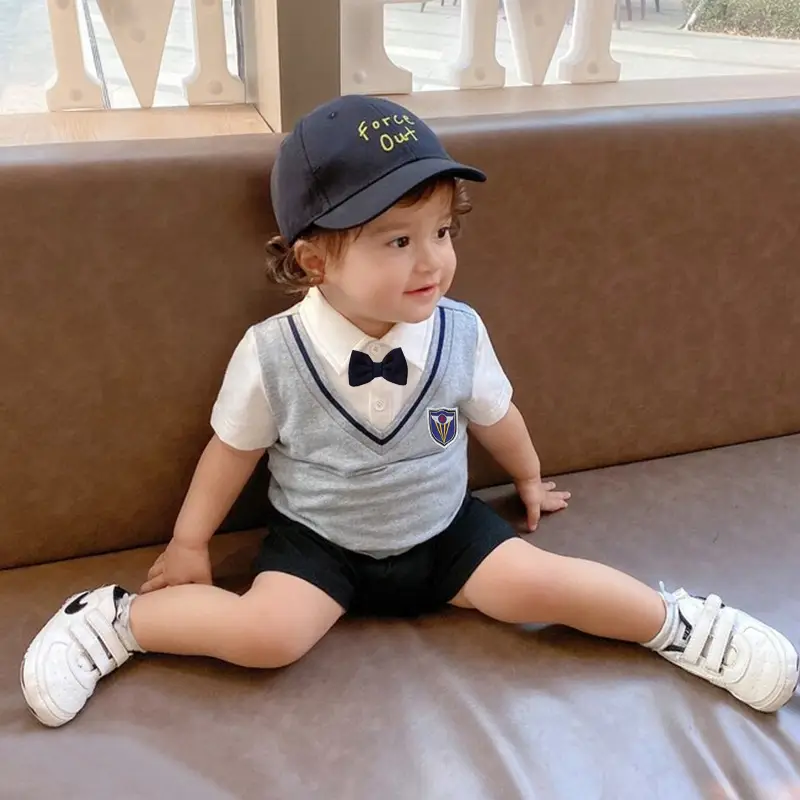Boys Navy Bowtie Tee Summer Suit — feature 1