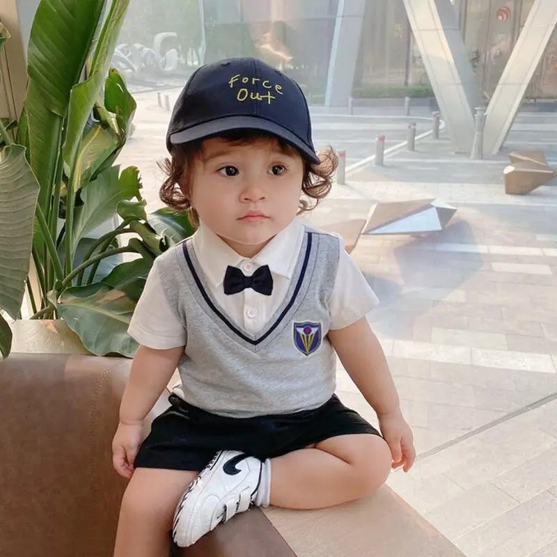 Boys Navy Bowtie Tee Summer Suit — feature 3