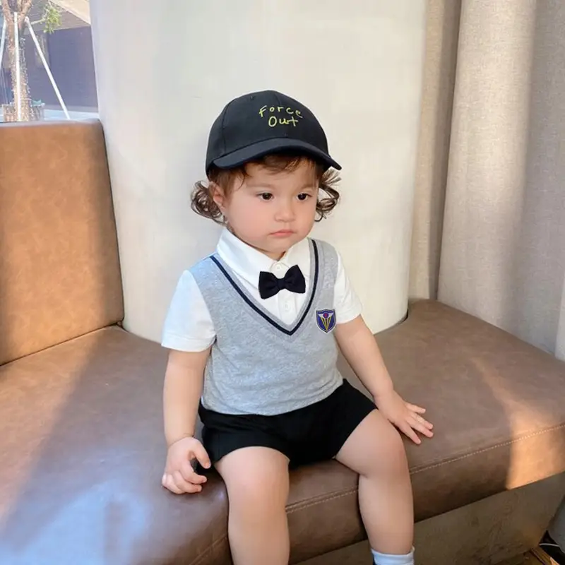 Boys Navy Bowtie Tee Summer Suit — feature 4