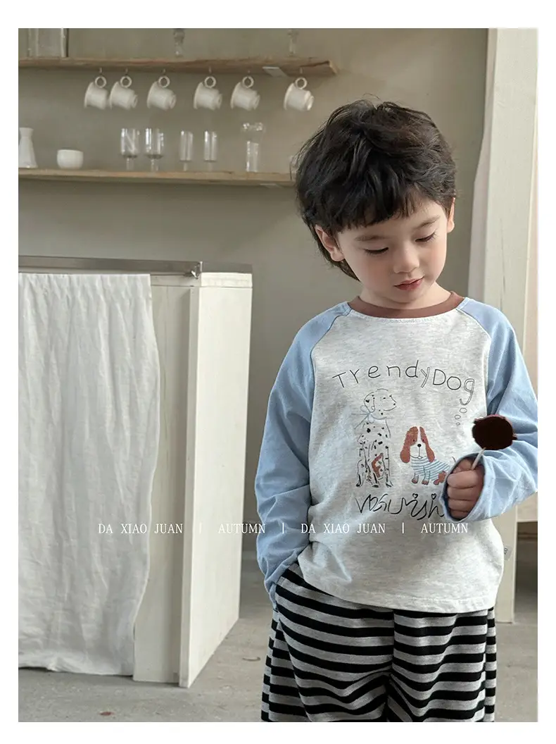 Girls Raglan Sleeve T-Shirt Spring Autumn Color Blocking — feature 38