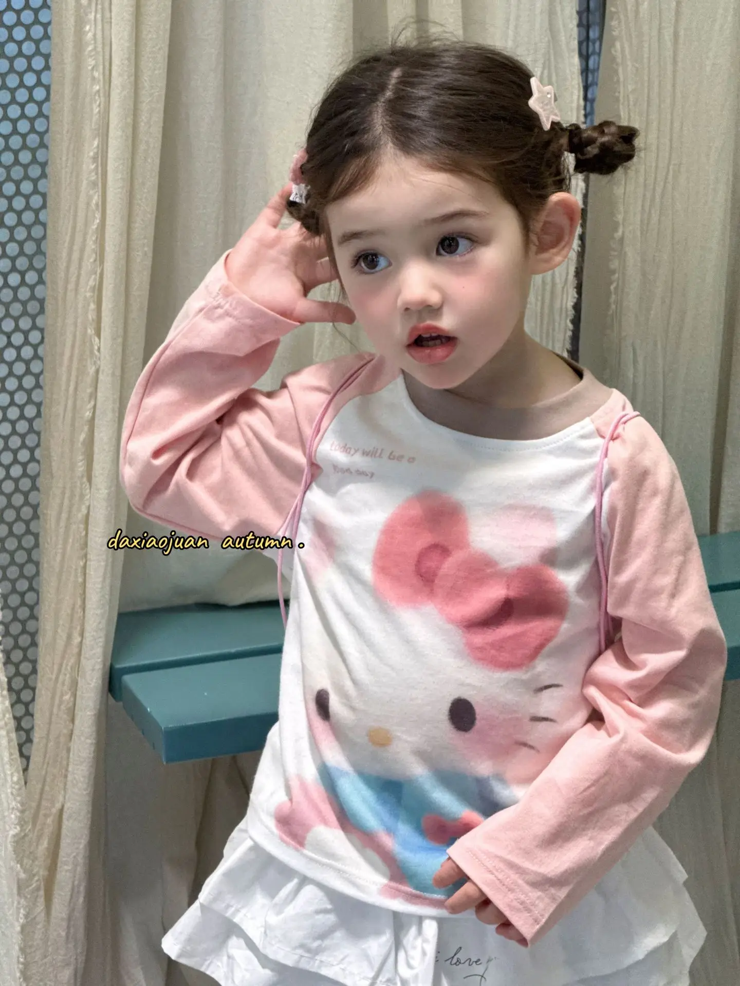 Girls Raglan Sleeve T-Shirt Spring Autumn Color Blocking — feature 4