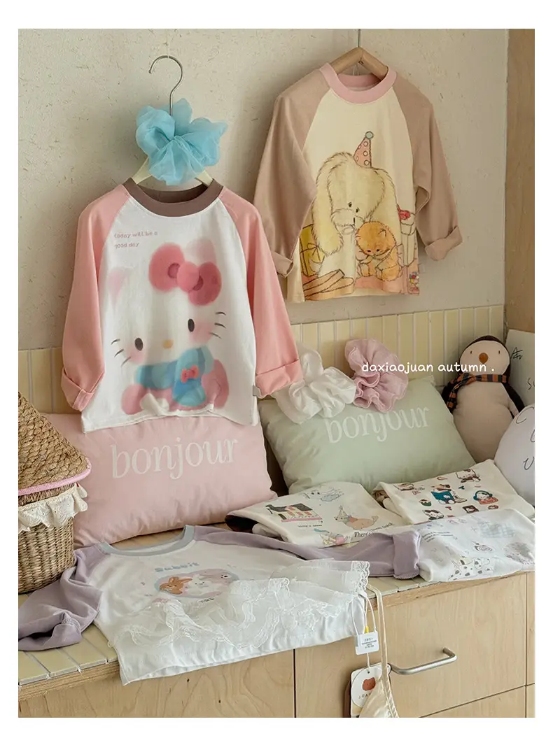 Girls Raglan Sleeve T-Shirt Spring Autumn Color Blocking — feature 42