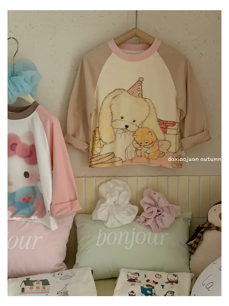 Girls Raglan Sleeve T-Shirt Spring Autumn Color Blocking — feature 43