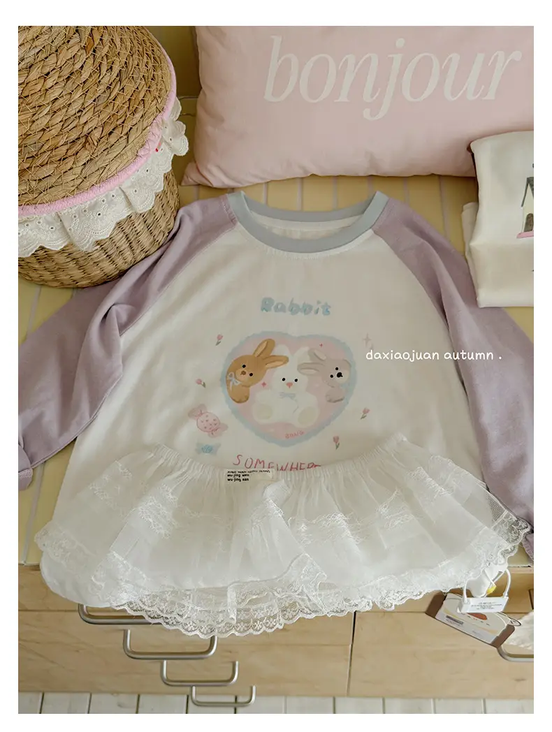 Girls Raglan Sleeve T-Shirt Spring Autumn Color Blocking — feature 45